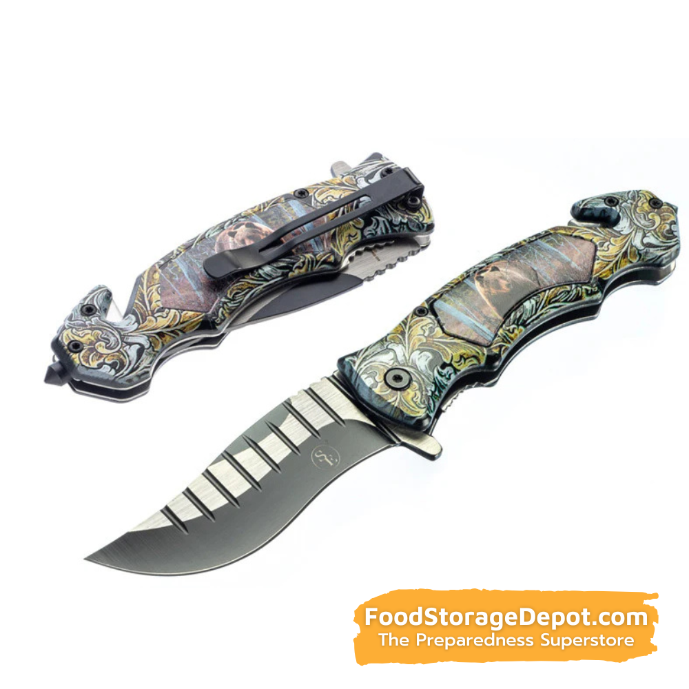 Pocket Knife with Emergency Seatbelt Cutter and Window Breaker
