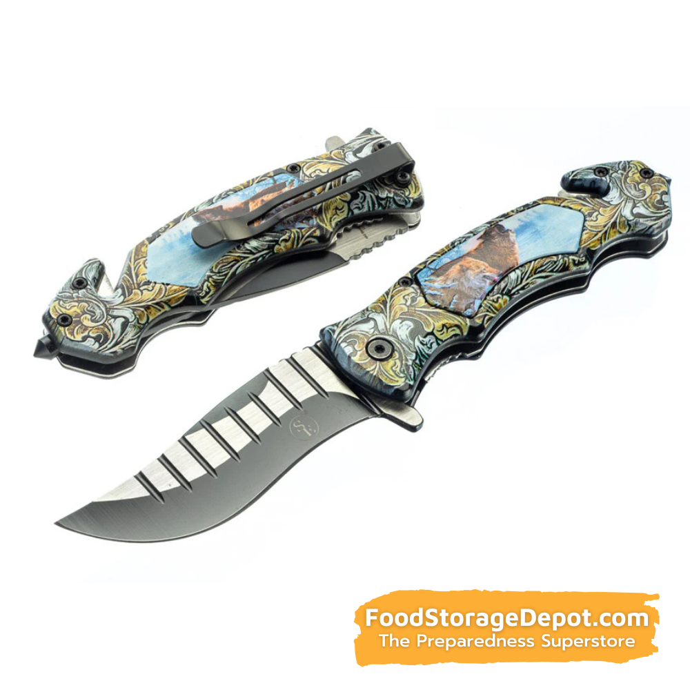 Pocket Knife with Emergency Seatbelt Cutter and Window Breaker