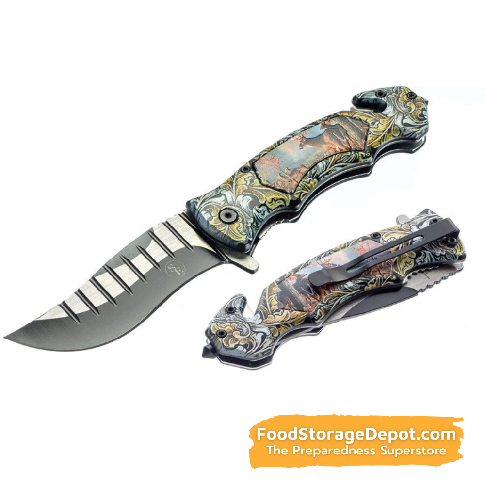 Pocket Knife with Emergency Seatbelt Cutter and Window Breaker