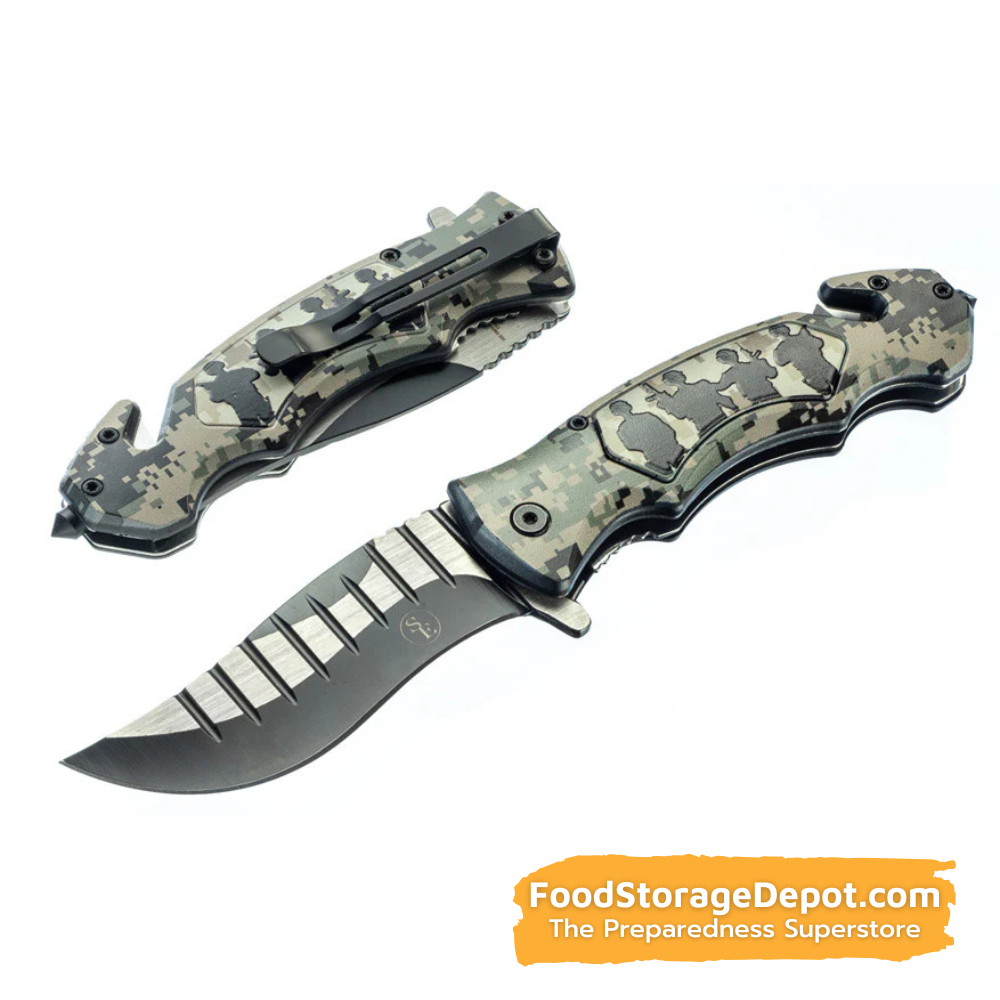 Pocket Knife with Emergency Seatbelt Cutter and Window Breaker