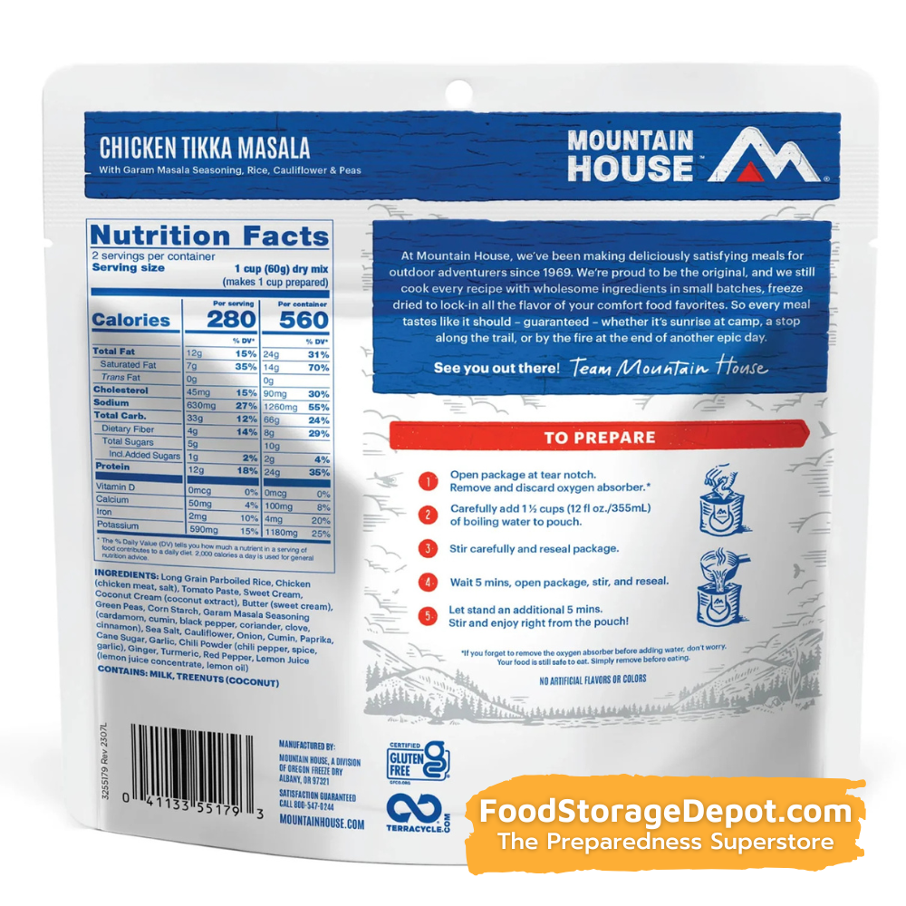 Freeze-Dried Chicken Tikka Masala Pouch - Mountain House