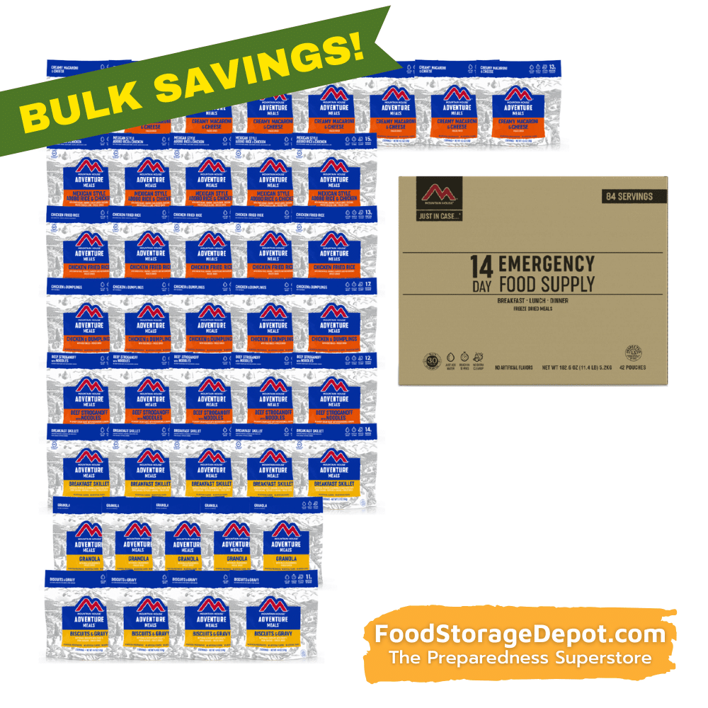 14-Day Emergency Freeze-Dried Food Supply Kit (Mountain House Pouches)