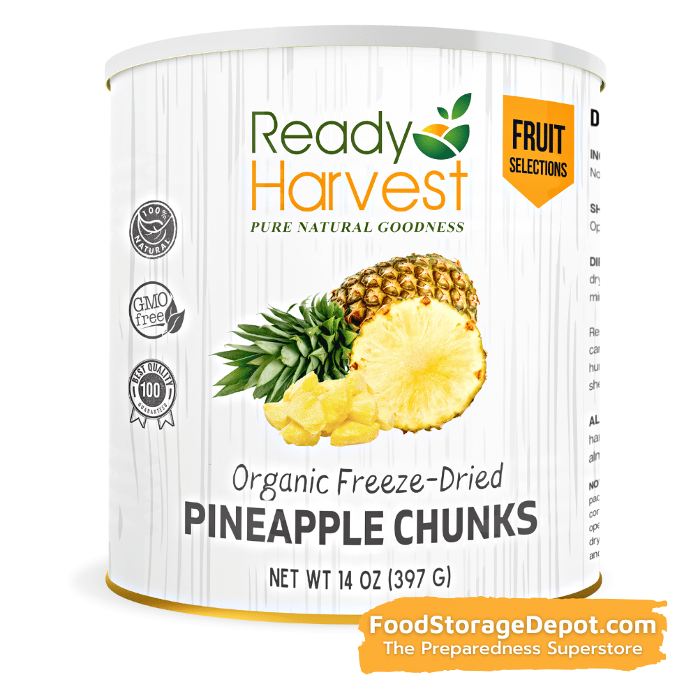 Ready Harvest Freeze-Dried Organic Pineapple (30-Year Shelf Life)