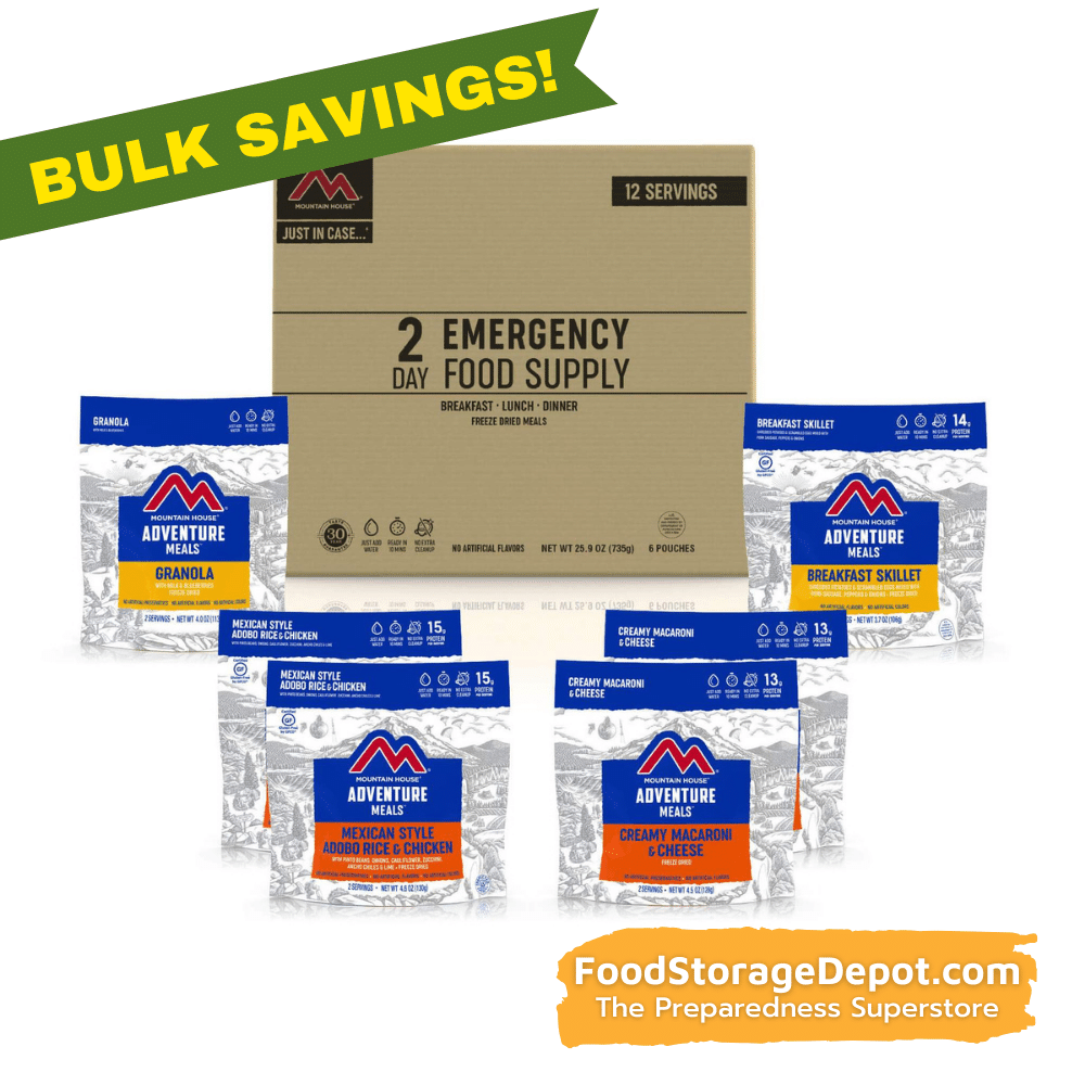 2-Day Emergency Freeze-Dried Food Supply Kit (Mountain House Pouches)