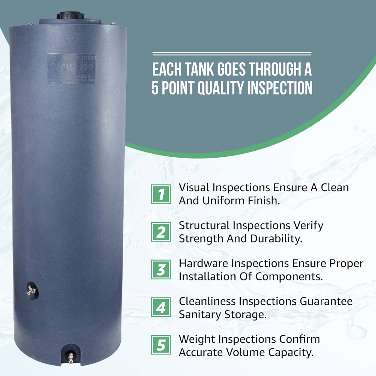 275 Gallon Premium Extra Durable Water Tank (Granite Color)