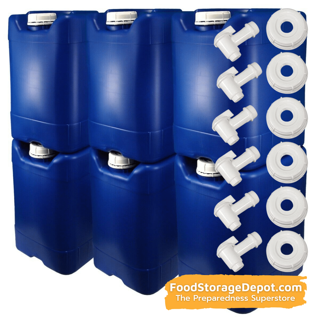 5-Gallon Stackable BPA-Free Water Storage Tank Kit (with 2 Caps and Spigot)