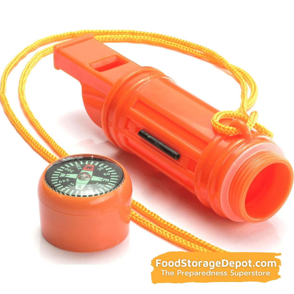 5-In-1 Survival Whistle (Compass, Punch, Striker, Flint, Whistle)