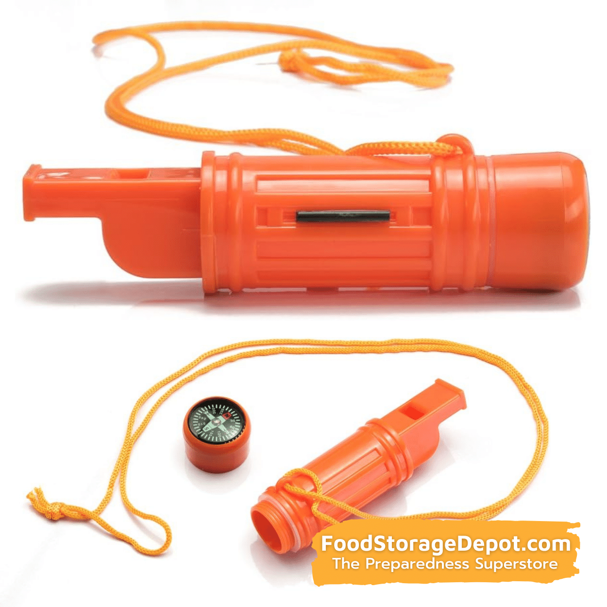 5-In-1 Survival Whistle (Compass, Punch, Striker, Flint, Whistle)