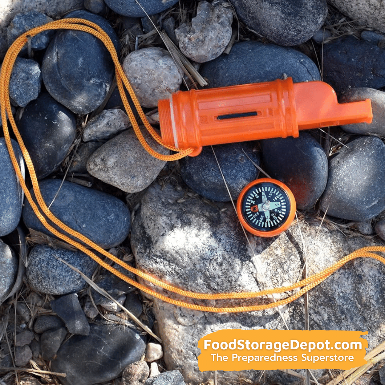 5-In-1 Survival Whistle (Compass, Punch, Striker, Flint, Whistle)