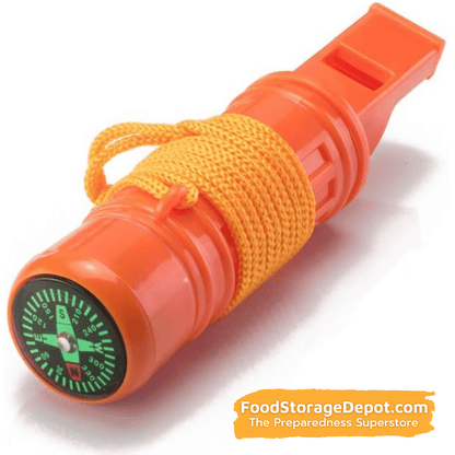 5-In-1 Survival Whistle (Compass, Punch, Striker, Flint, Whistle)