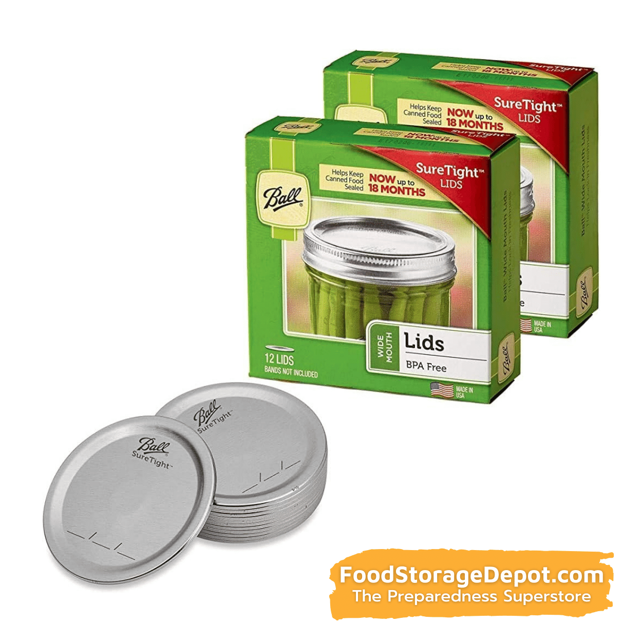 Ball Jars Wide Mouth Lids Set (12 Count)