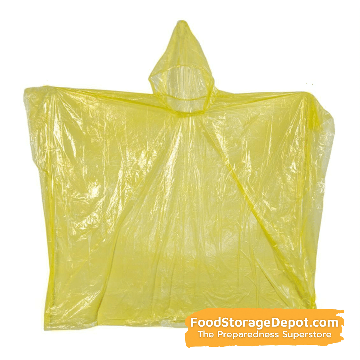 Lightweight Single-Use Emergency Poncho - Yellow (One Size Fits Most)