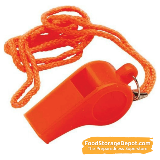 Loud 110-Decibel Orange Plastic Whistle (with 14" Lanyard)