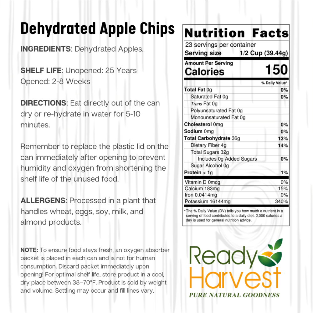 Ready Harvest Dehydrated Apple Chips (30-Year Shelf Life!)