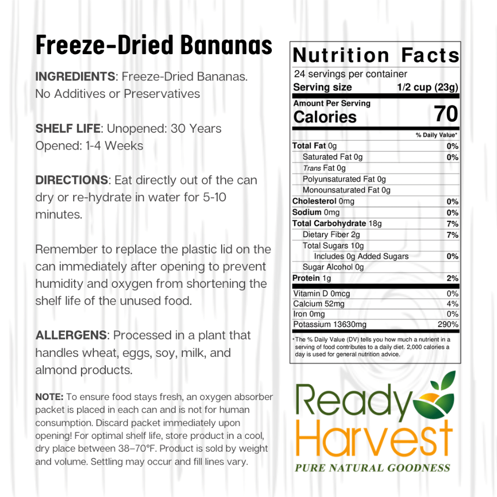 Ready Harvest Freeze-Dried Banana Slices (30-Year Shelf Life!)