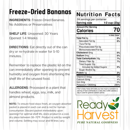 Ready Harvest Freeze-Dried Banana Slices (30-Year Shelf Life!)