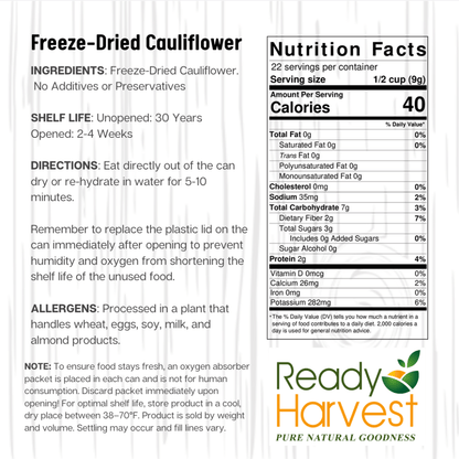 Ready Harvest Freeze-Dried Cauliflower (30-Year Shelf Life!)