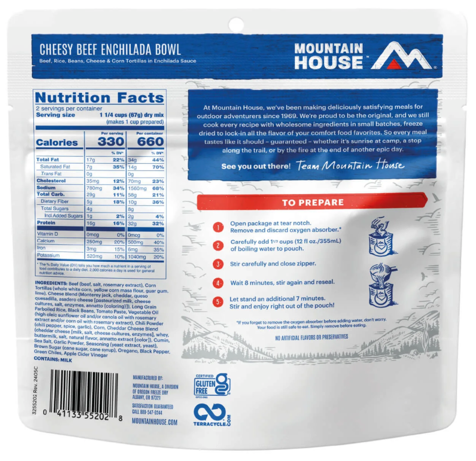 Freeze-Dried Cheesy Beef Enchilada Bowl Pouch - Mountain House