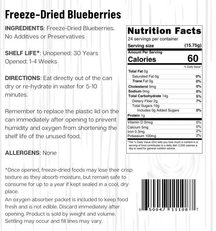 Ready Harvest Freeze-Dried Whole Blueberries (30-Year Shelf Life!)