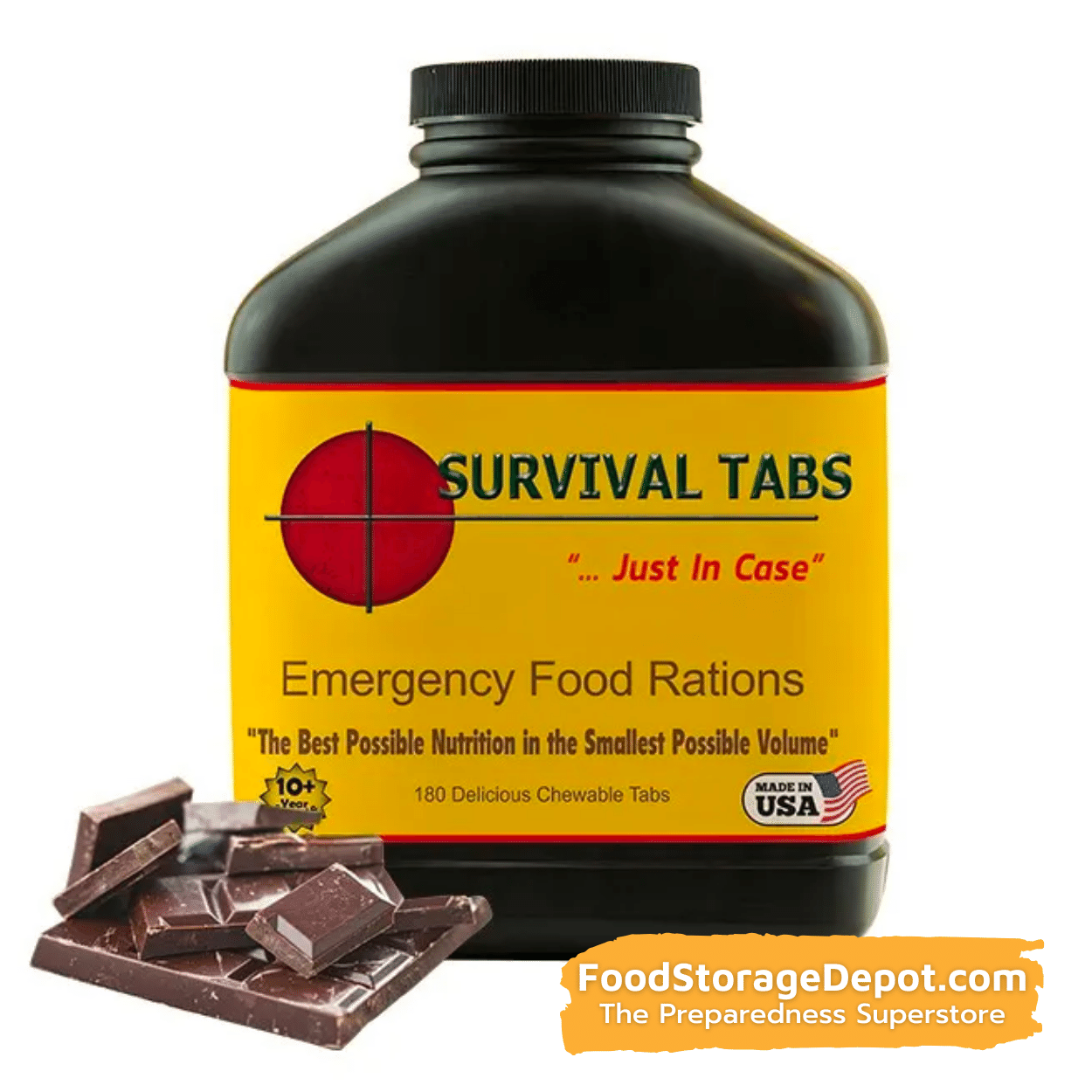 The survival tabs 72 food tabs chocolate emergency supplement exp 2045