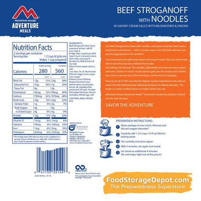 Freeze-Dried Beef Stroganoff Pouch - Mountain House