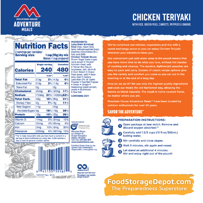Freeze-Dried Chicken Teriyaki with Rice Pouch - Mountain House (GF) Gluten Free