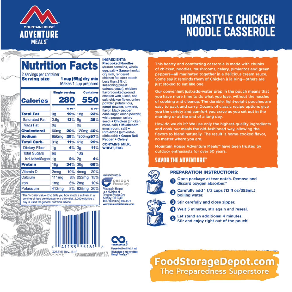 Freeze-Dried Homestyle Chicken Noodle Casserole Pouch - Mountain House