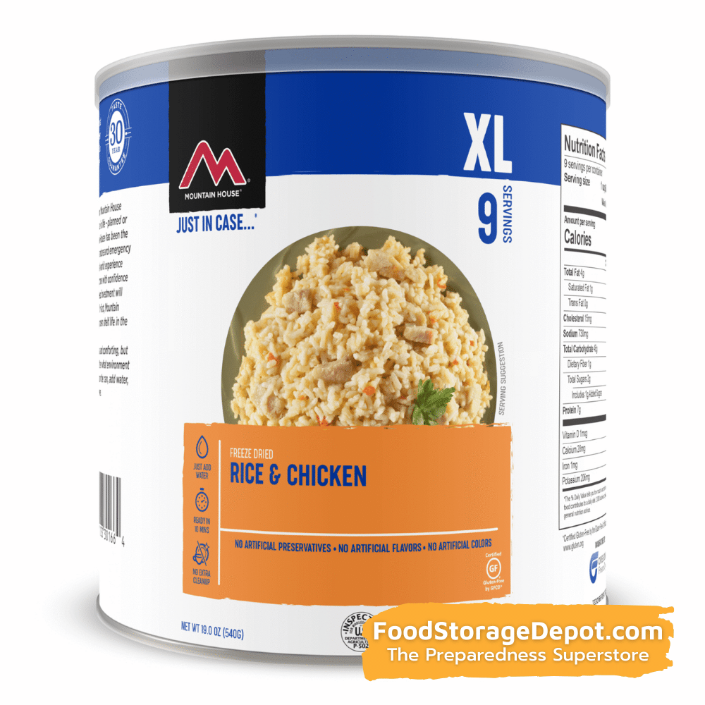 Freeze-Dried Rice and Chicken Can - Mountain House (GF) Gluten Free