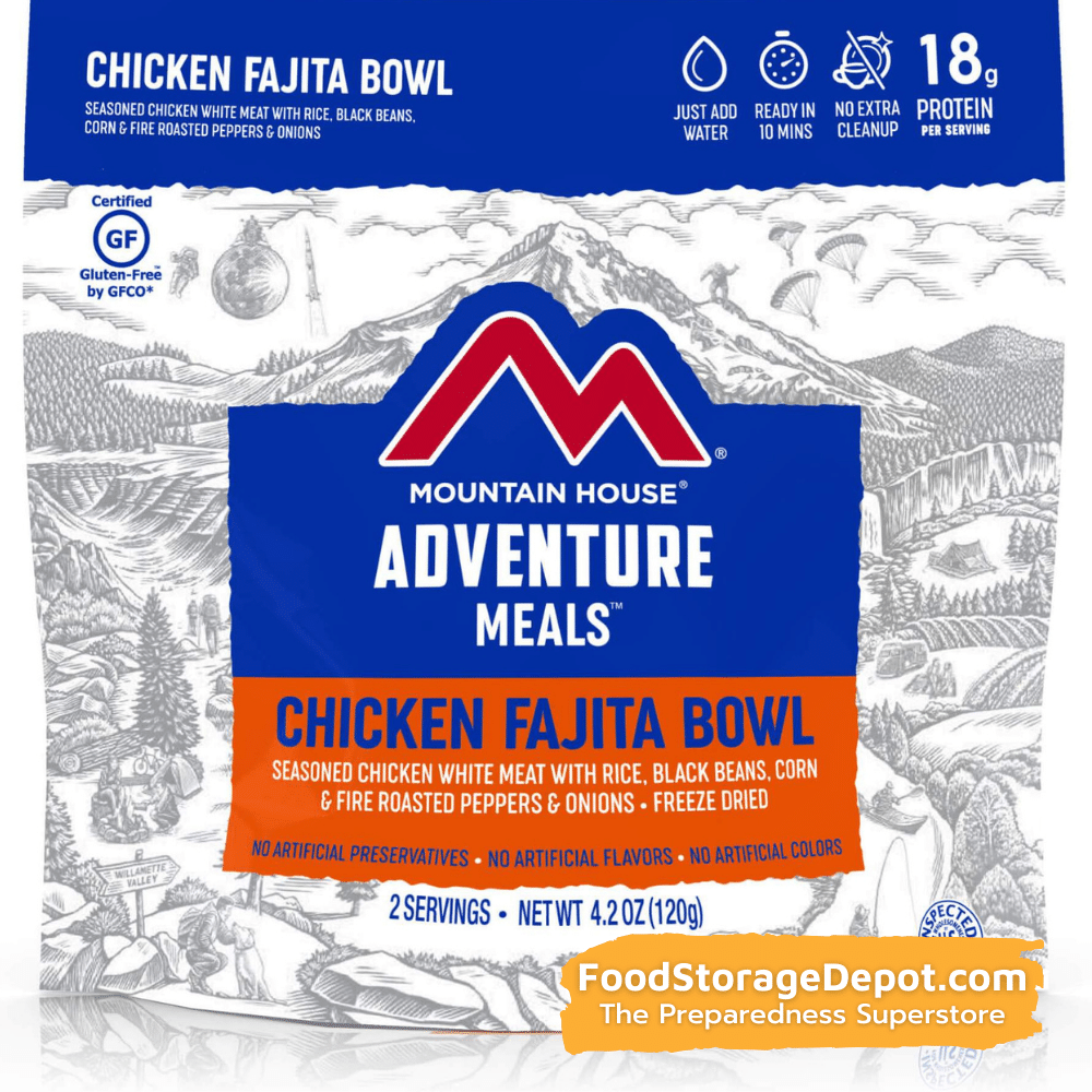 Freeze-Dried Chicken Fajita Bowl Pouch - Mountain House (GF) Gluten Free