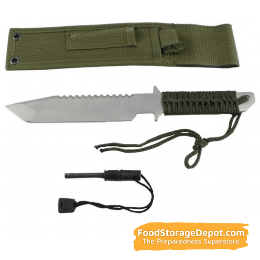 11" Full Tang 440 Steel Hunting Knife (with Fire Starter and Sheath)