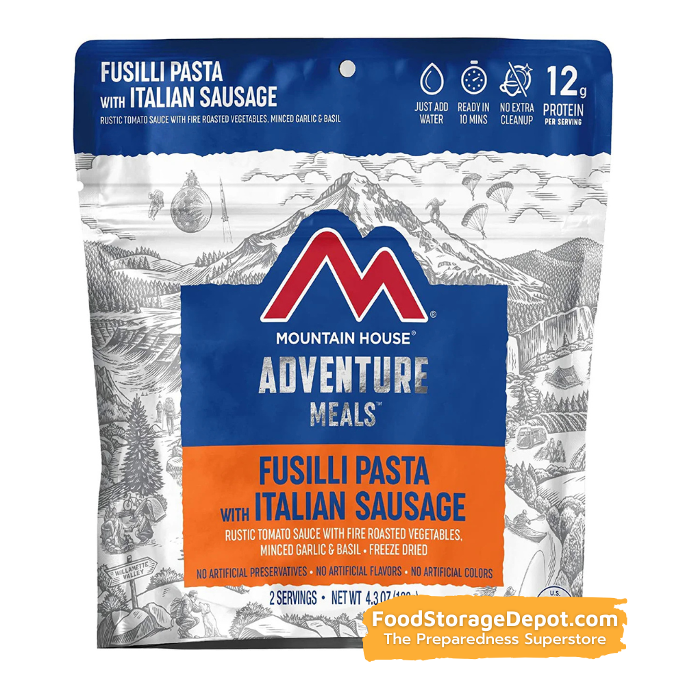 Freeze-Dried Fusilli Pasta with Italian Sausage Pouch - Mountain House