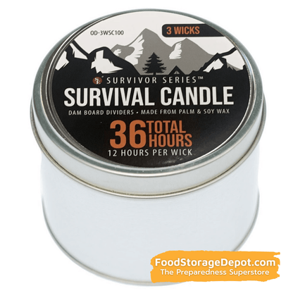 36-Hour Survival Candle (3 Wick-12 Hours Per Wick)