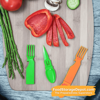 4-IN-1 Snapatite Fork, Spoon, Knife, Bottle Opener in Bright Colors (2 Pack)