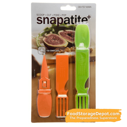 4-IN-1 Snapatite Fork, Spoon, Knife, Bottle Opener in Bright Colors (2 Pack)