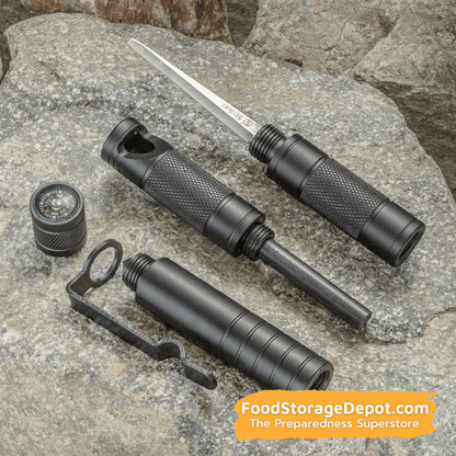 5-IN-1 Survival Tool (Compass, Punch, Striker, Flint & Whistle)