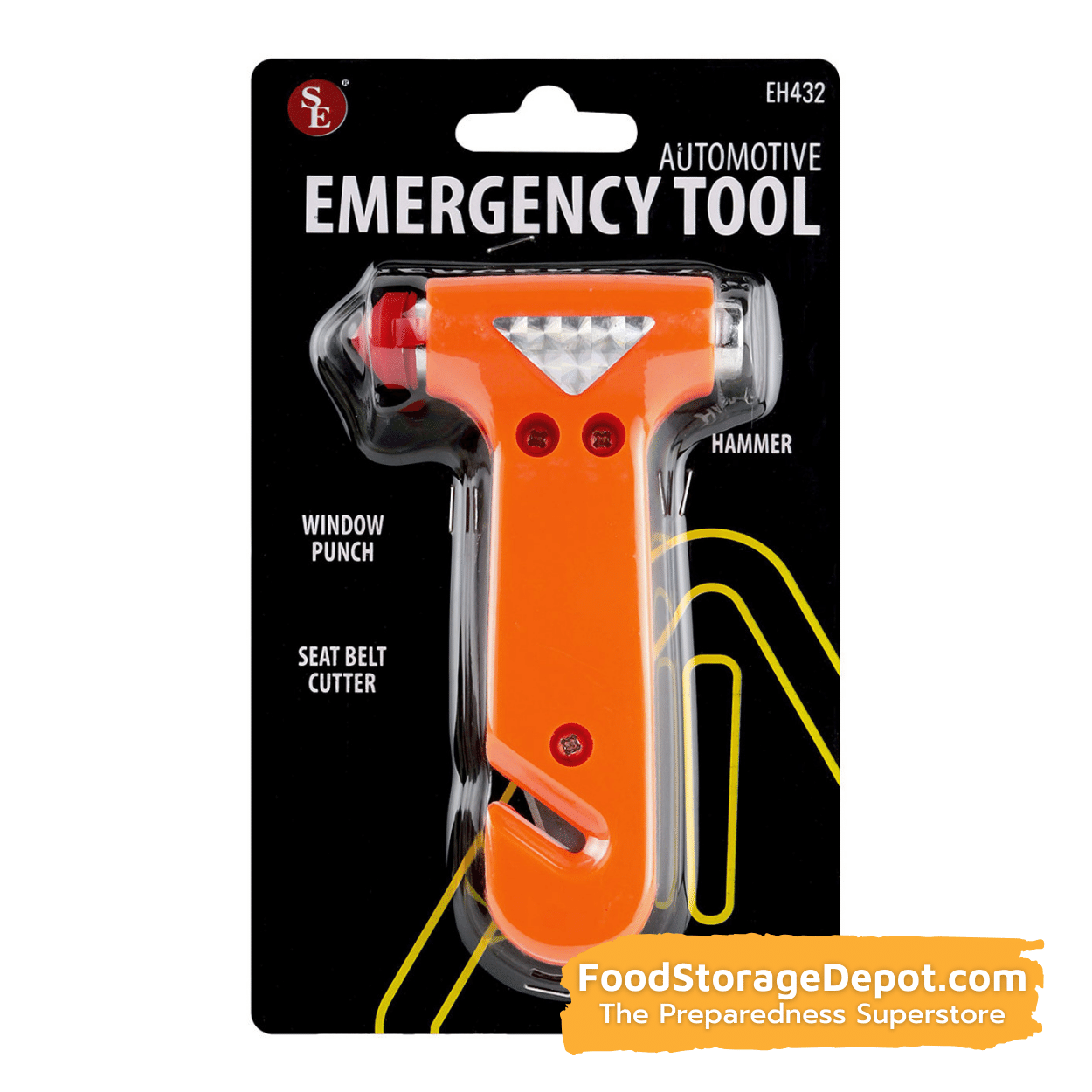 Automotive Emergency Tool (with Seat Belt Cutter, Window Punch, & Hammer)