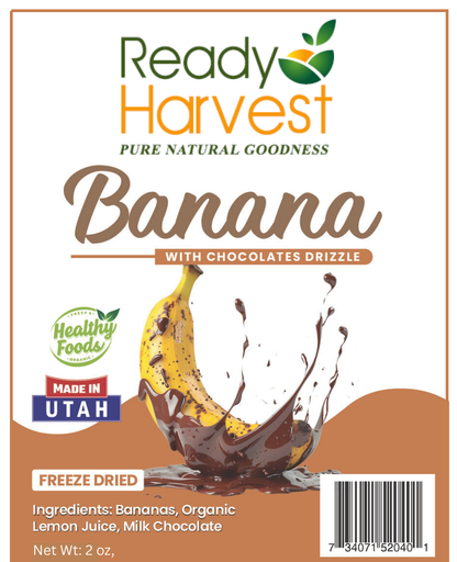 Bananas drizzled in Ghiradelli Chocolate - Snacks Pouch