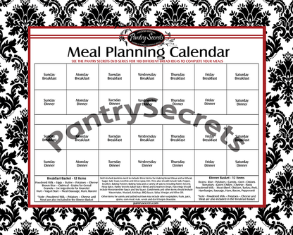 Pantry Secrets Meal Planning Calendar ONLINE ONLY