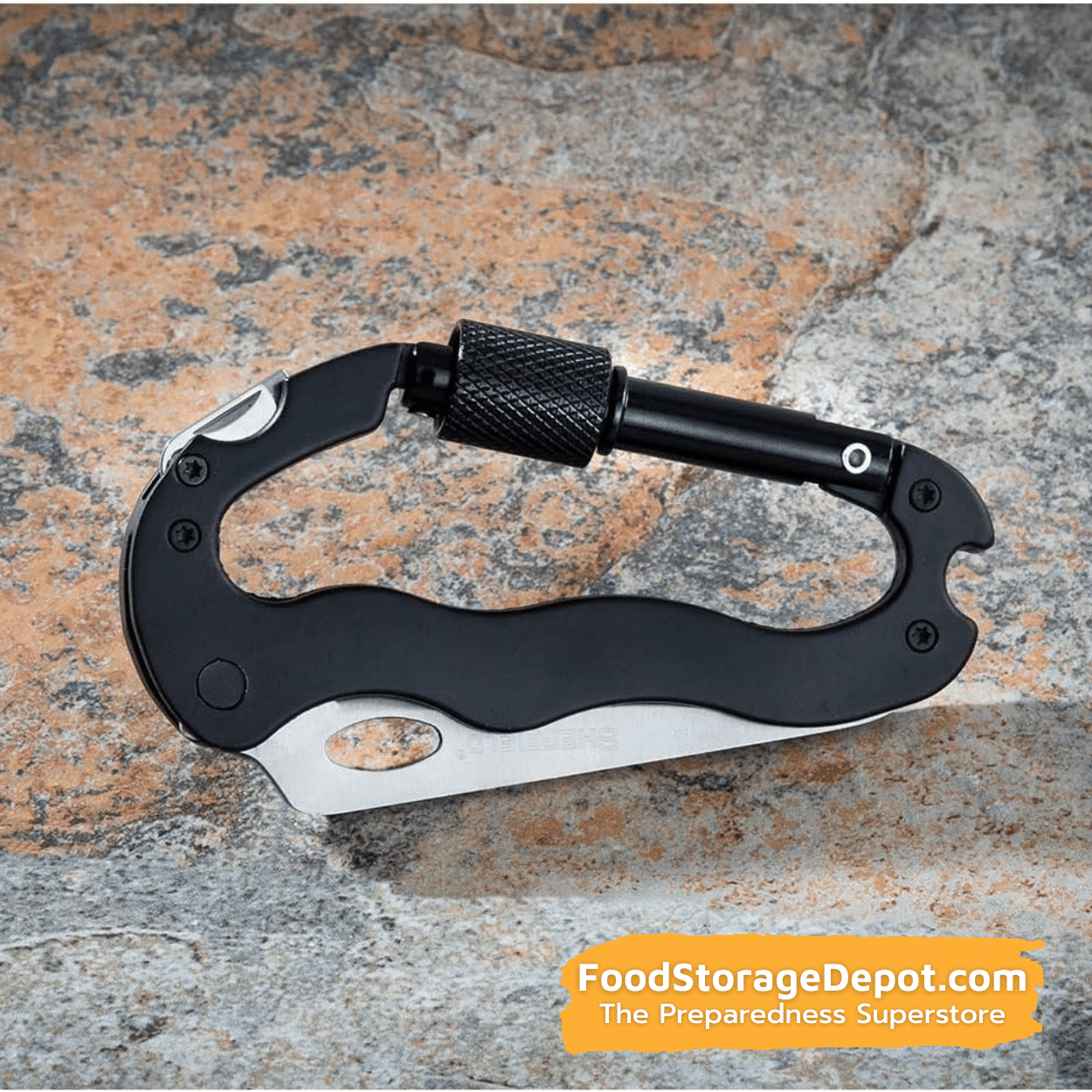 5 way Multi Function Survival Hiking Gear Knife Carabiner Tool Ships from  USA