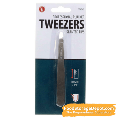 Professional Slanted Tip Emergency Plucking Tweezers (3.75")