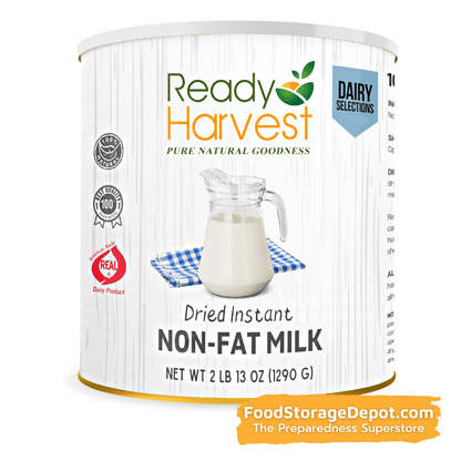 Ready Harvest 100% REAL Instant Non-Fat Milk (20-Year Shelf Life!)