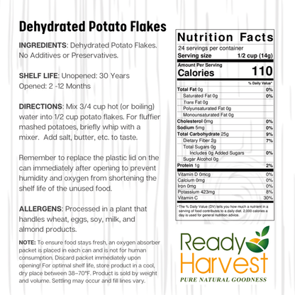 Ready Harvest Potato Flakes for Mashed Potatoes (30-Year Shelf Life!)