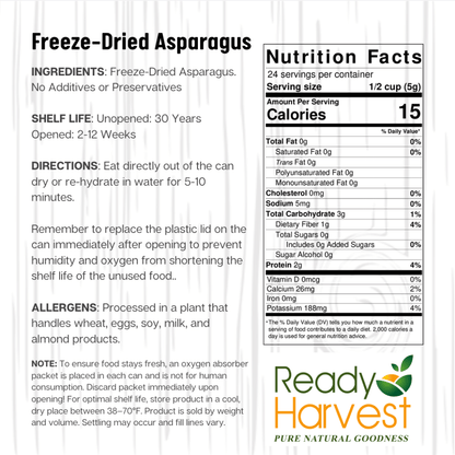 Ready Harvest Freeze-Dried Asparagus (30-Year Shelf Life!)