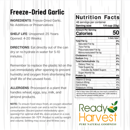 Ready Harvest Freeze-Dried Garlic (30-Year Shelf Life!)