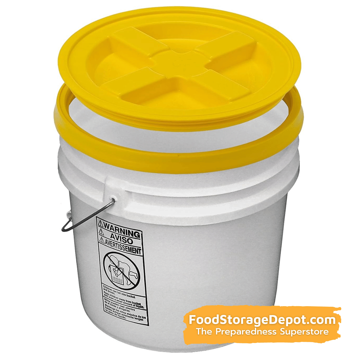 7 Gallon Large Yellow and Blue Bucket Pail Container with lid Food Grade