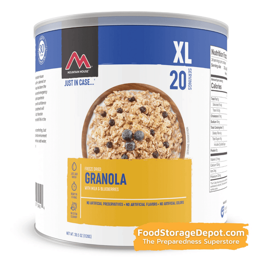 Freeze-Dried Granola with Milk and Blueberries Can -Mountain House