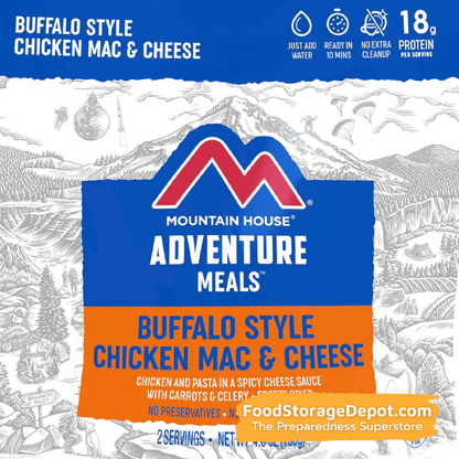Freeze-Dried Buffalo Style Chicken Mac and Cheese Pouch (30-Year Shelf Life)