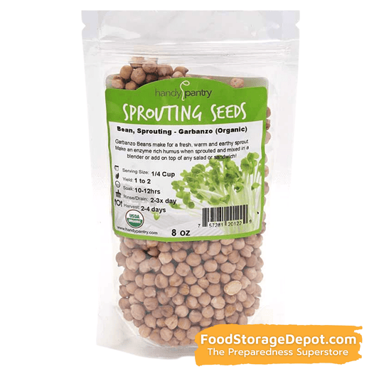 Garbanzo Bean Organic Heirloom Sprouting Seeds (8oz Pouch)