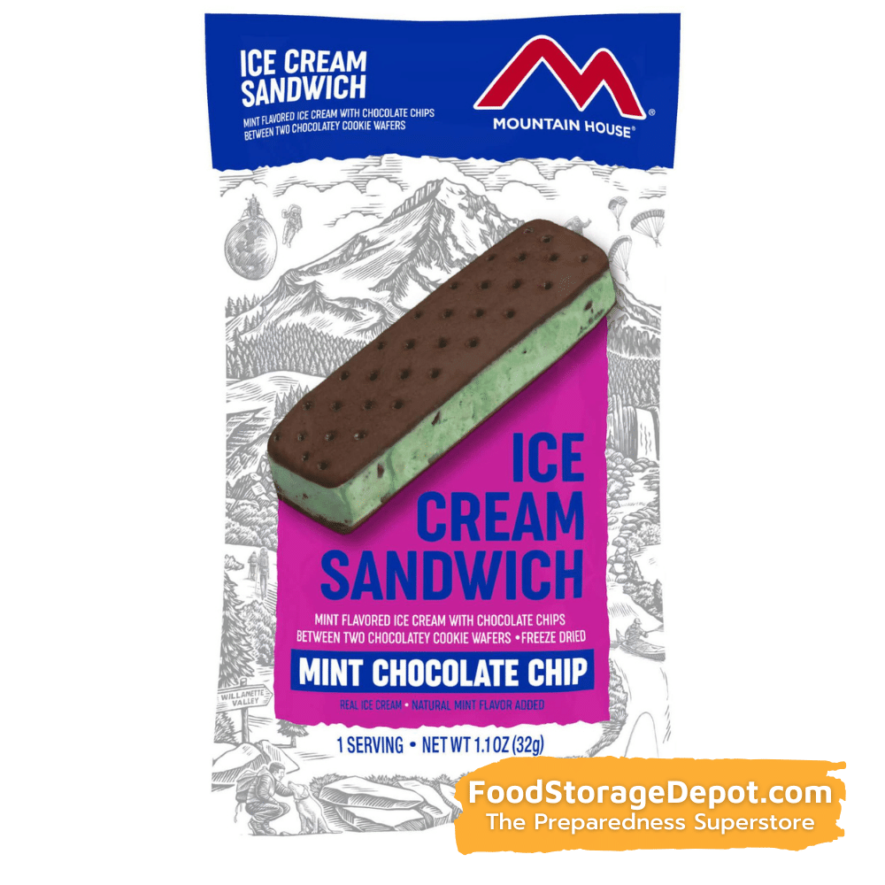 Freeze-Dried Mint Chocolate Chip Ice Cream Sandwich Pouch - Mountain House
