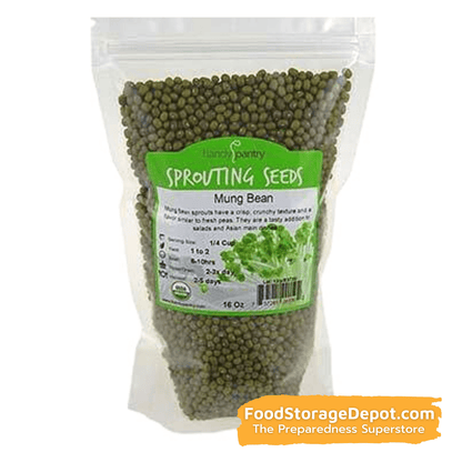 Mung Bean Organic Heirloom Sprouting Seeds (16oz Pouch)